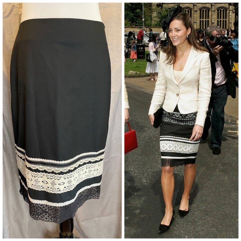 Limited Black w/Lace Skirt size 4 Kate Middleton